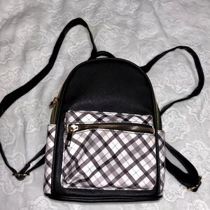 Black Plaid Accent Mini Backpack - Women's Everyday Bag